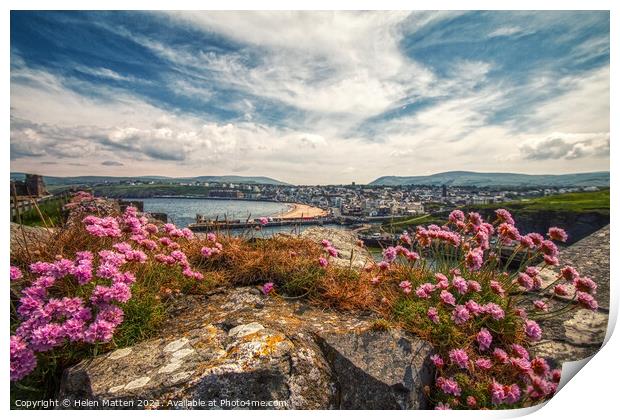 Peel Harbour Beach and Port in the Isle of Man. Print by Helkoryo Photography