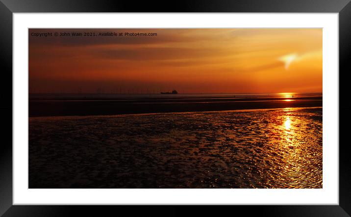 Sunset at Another Place Framed Mounted Print by John Wain