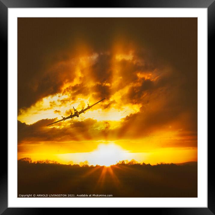Lancaster approach from the sun Framed Mounted Print by Arnie Livingston