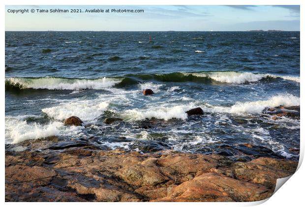 View To the Sea with Crashing Waves Print by Taina Sohlman