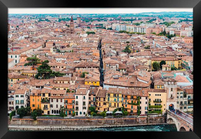 Panoramic from the top of the Castle of Verona, with a view of t Framed Print by Joaquin Corbalan
