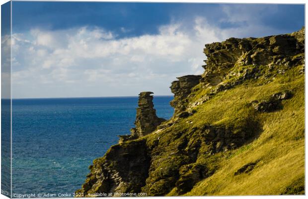 Viewpoint Through The Rocks | Tintagel Castle | Co Canvas Print by Adam Cooke