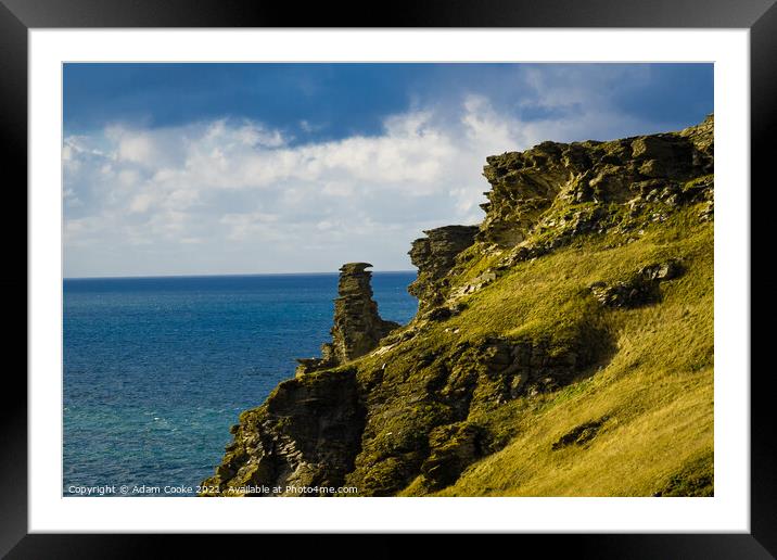 Viewpoint Through The Rocks | Tintagel Castle | Co Framed Mounted Print by Adam Cooke