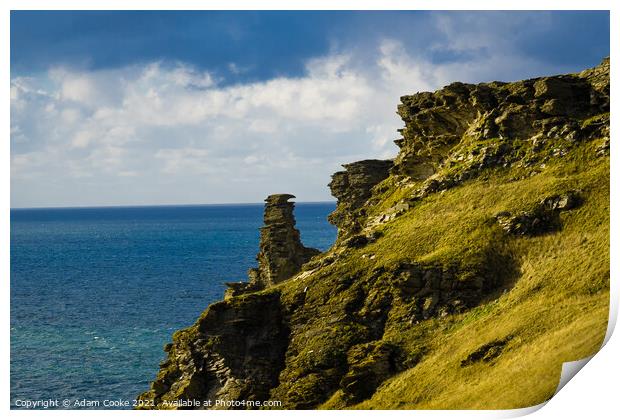 Viewpoint Through The Rocks | Tintagel Castle | Co Print by Adam Cooke