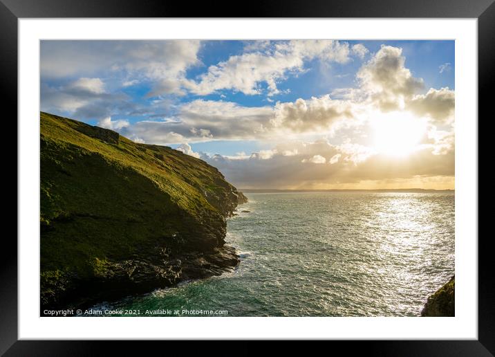 Sunshine Ocean View | Tintagel Castle | Cornwall Framed Mounted Print by Adam Cooke