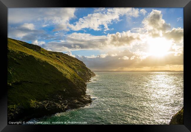 Sunshine Ocean View | Tintagel Castle | Cornwall Framed Print by Adam Cooke