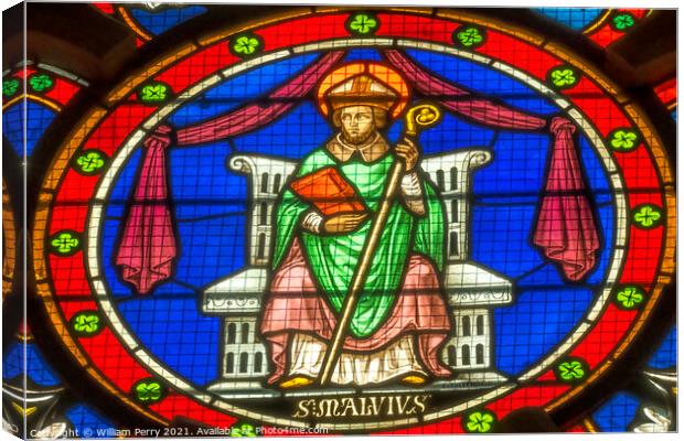 Colorful Saint Manvieu Stained Glass Cathedral Bayeux Normandy F Canvas Print by William Perry