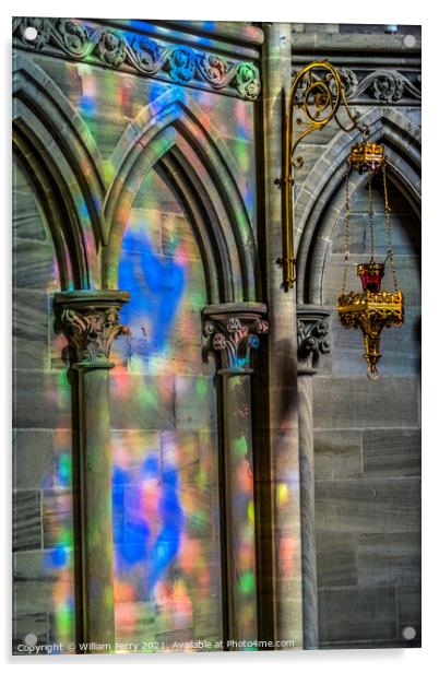 Colorful Reflection Stained Glass Cathedral Bayeux Normandy Fran Acrylic by William Perry