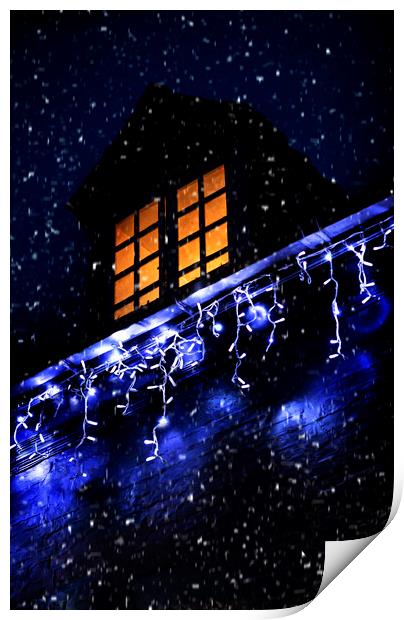 Snowy Window Truro, Cornwall Print by Maggie McCall