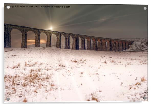 Ribblehead Viaduct Yorkshire Dales Acrylic by Peter Stuart
