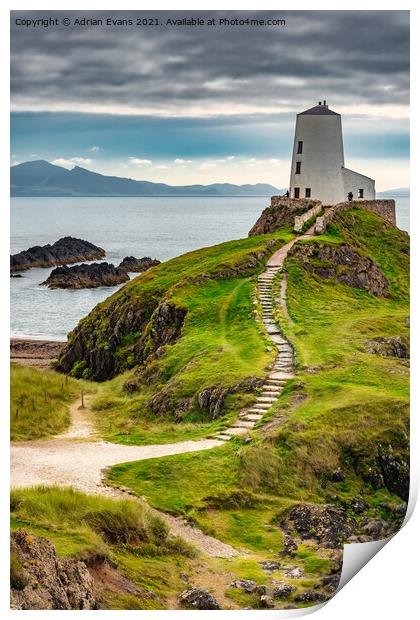 Anglesey Lighthouse Wales Print by Adrian Evans