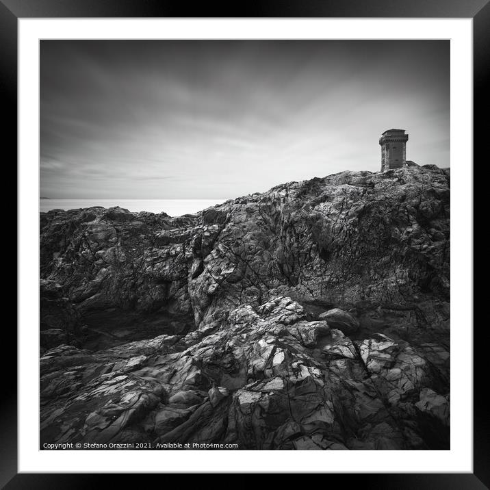 Calafuria Tower and Rocks Framed Mounted Print by Stefano Orazzini
