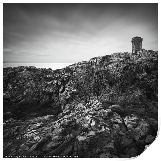 Calafuria Tower and Rocks Print by Stefano Orazzini