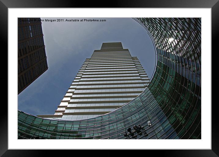 Looking up in N Y C. Framed Mounted Print by John Morgan