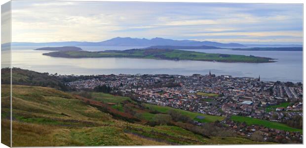 Largs and islands on the Firth of Clyde, Canvas Print by Allan Durward Photography