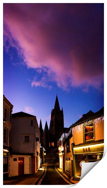 Truro Cathedral from  St Mary's Street Print by Maggie McCall