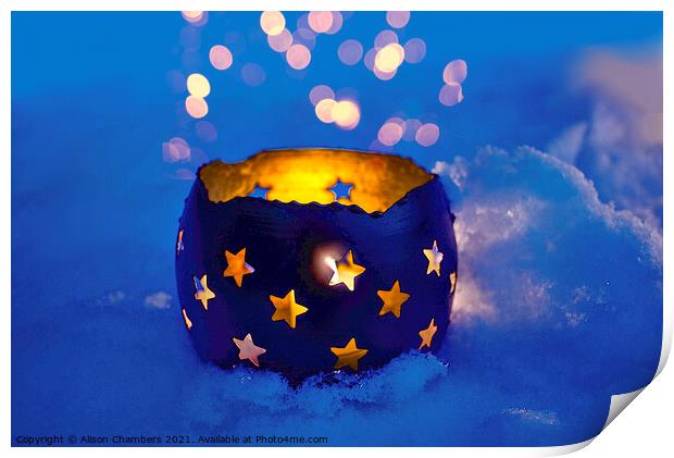 Snow Candle (landscape) Print by Alison Chambers