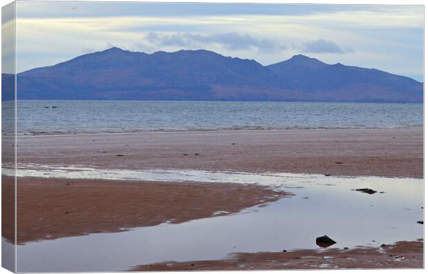 Seamill beach, Ayrshire, and  mountains of Arran Canvas Print by Allan Durward Photography