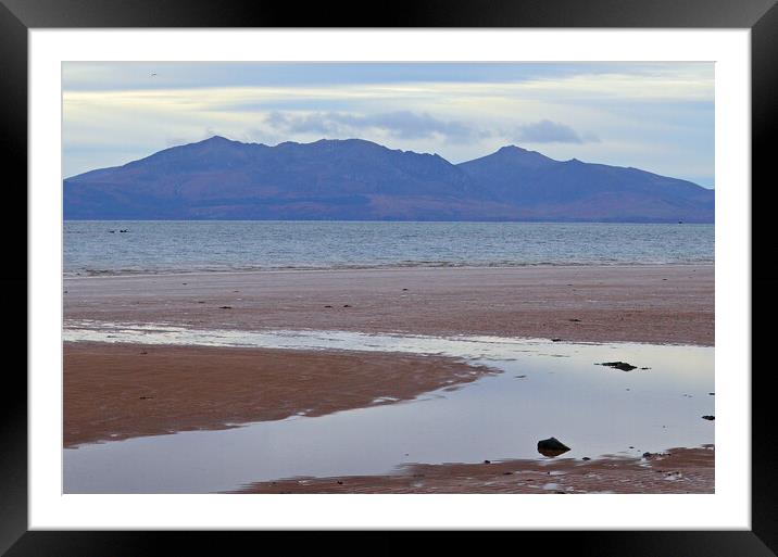 Seamill beach, Ayrshire, and  mountains of Arran Framed Mounted Print by Allan Durward Photography