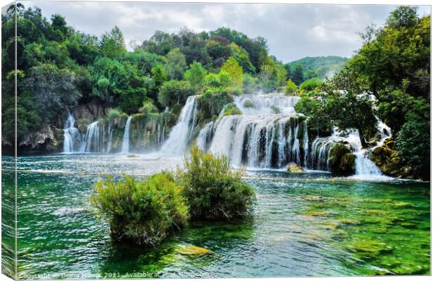 Krka Waterfalls Croatia  Canvas Print by Diana Mower