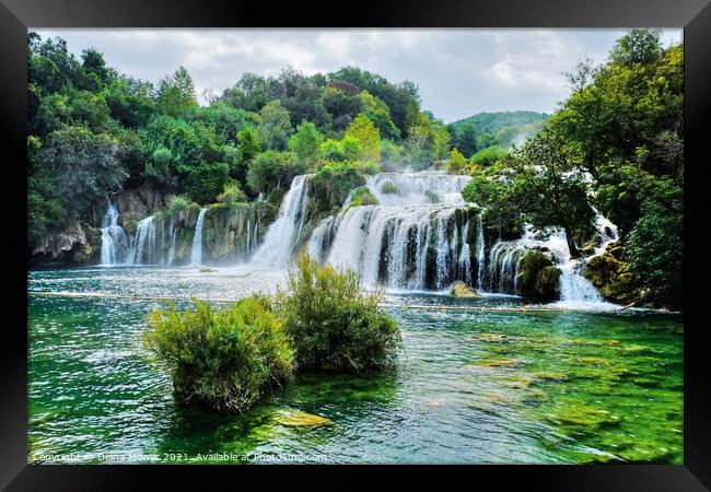 Krka Waterfalls Croatia  Framed Print by Diana Mower