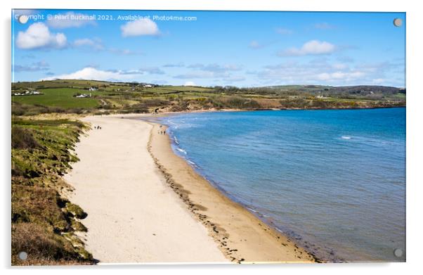 Sandy Lligwy Beach Anglesey Wales Acrylic by Pearl Bucknall