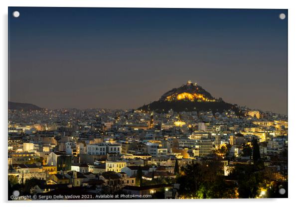 Lycabettus Hill in Arthens, Greece Acrylic by Sergio Delle Vedove