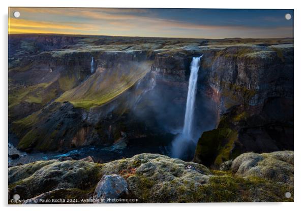 Haifoss waterfall in Iceland Acrylic by Paulo Rocha