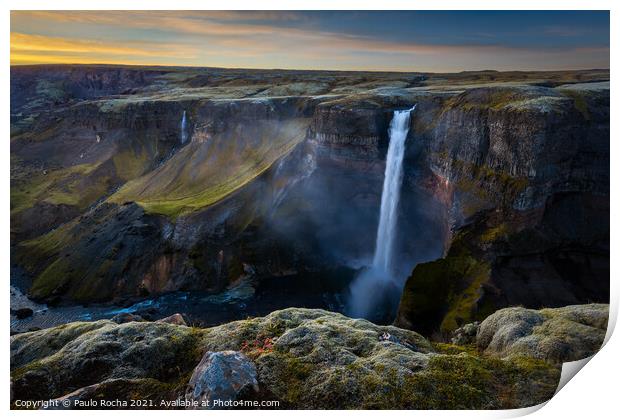 Haifoss waterfall in Iceland Print by Paulo Rocha