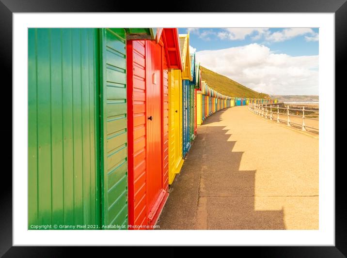 Whitby Beach Huts Framed Mounted Print by Margaret Ryan