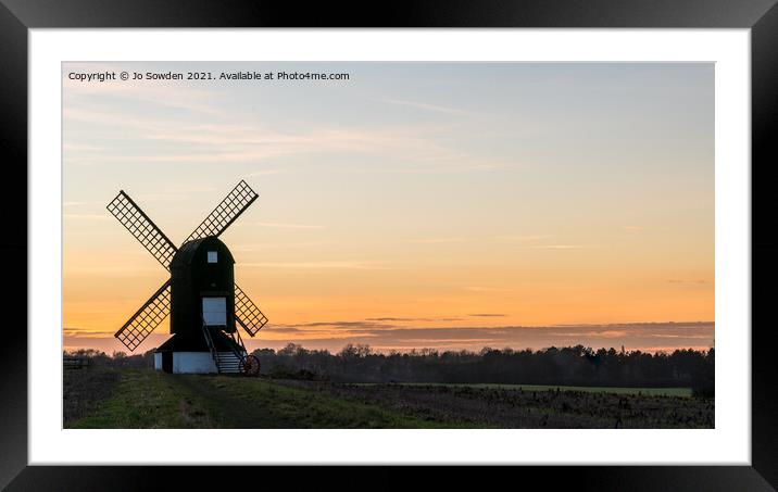 Pitstone Windmill,  Ivinghoe, Beds Framed Mounted Print by Jo Sowden