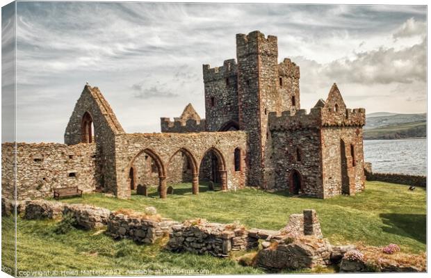 St Germans' Cathedral Peel Isle of Man stormy gloomy day Canvas Print by Helkoryo Photography