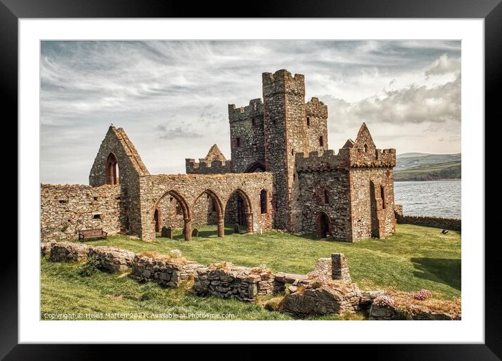 St Germans' Cathedral Peel Isle of Man stormy gloomy day Framed Mounted Print by Helkoryo Photography