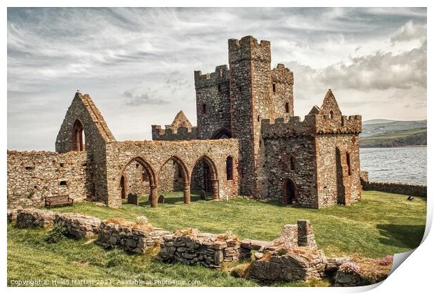 St Germans' Cathedral Peel Isle of Man stormy gloomy day Print by Helkoryo Photography