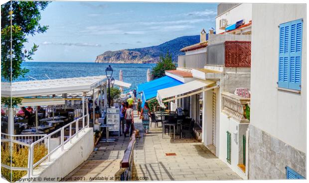 Lunch Time In Sant Elm  Canvas Print by Peter F Hunt