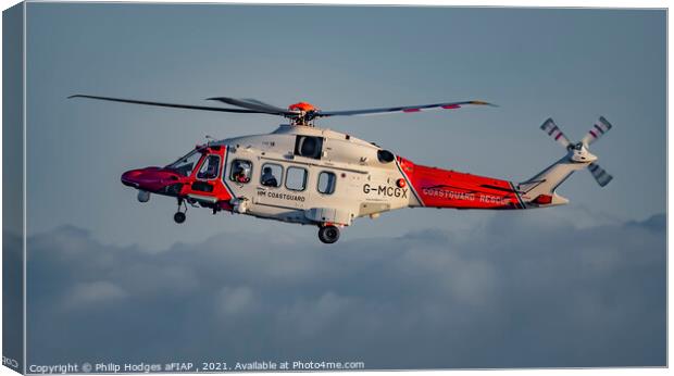 Coastguard Helicopter Canvas Print by Philip Hodges aFIAP ,