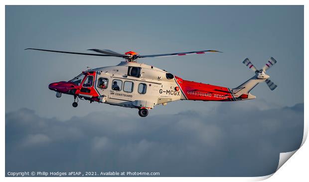 Coastguard Helicopter Print by Philip Hodges aFIAP ,