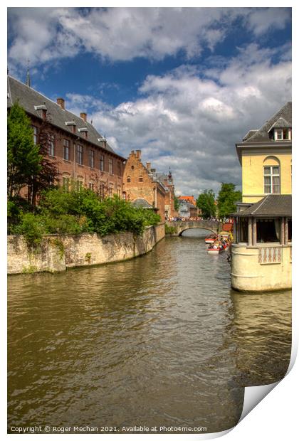 Serene Bruges Canal Scene Print by Roger Mechan