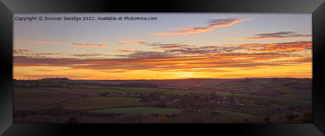 Mendip sunset over Englishcombe Framed Print by Duncan Savidge