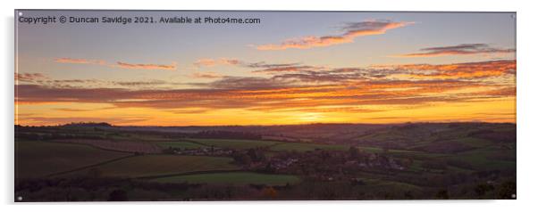 Mendip sunset over Englishcombe Acrylic by Duncan Savidge
