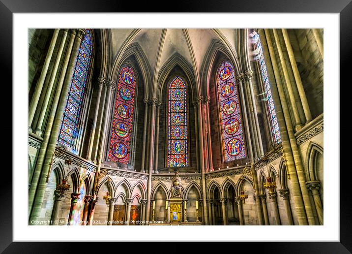 Mary Chapel Stained Glass Reflection Cathedral Church Bayeux Nor Framed Mounted Print by William Perry