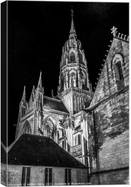 Black White Cathedral Church Bayeux Normandy France Canvas Print by William Perry