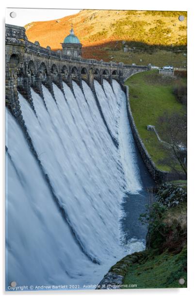 Craig Goch Dam at Elan Valley, UK. Acrylic by Andrew Bartlett