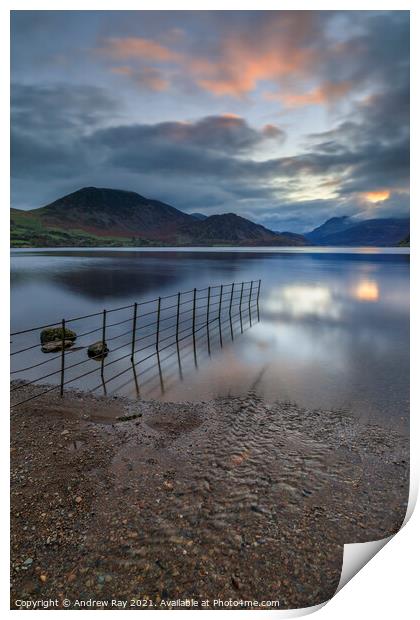 Sunrise over Ennerdale Water Print by Andrew Ray