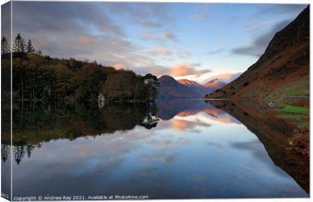 Wast Water Reflections Canvas Print by Andrew Ray