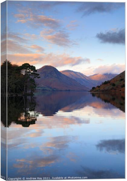 Evening reflections (Wastwater) Canvas Print by Andrew Ray