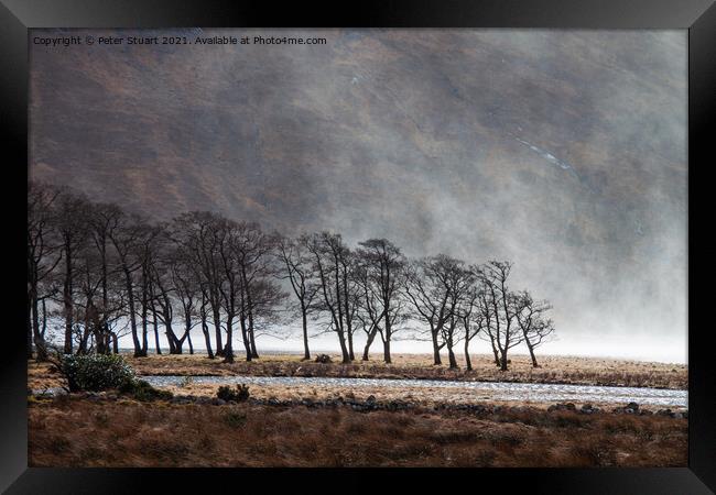 Storm clouds gathering in Glen Etive in the Scottish Highlands near to GlenCoe Framed Print by Peter Stuart