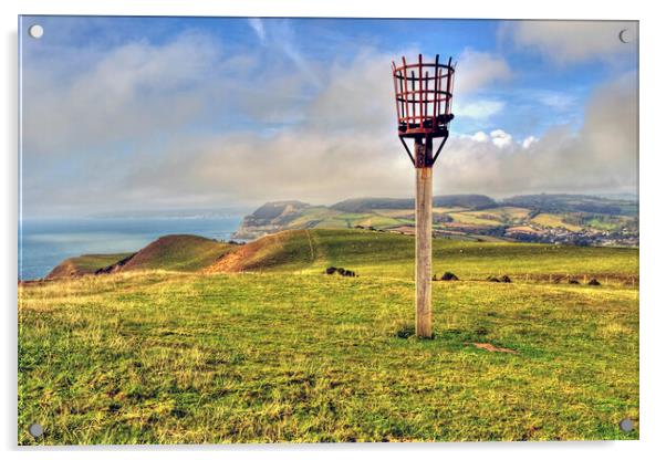Thorncombe Beacon and Golden Cap Dorset Acrylic by austin APPLEBY