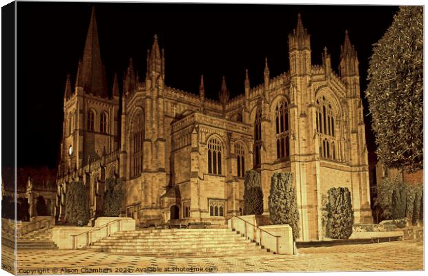 Wakefield Cathedral At Night Canvas Print by Alison Chambers