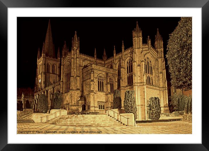 Wakefield Cathedral At Night Framed Mounted Print by Alison Chambers